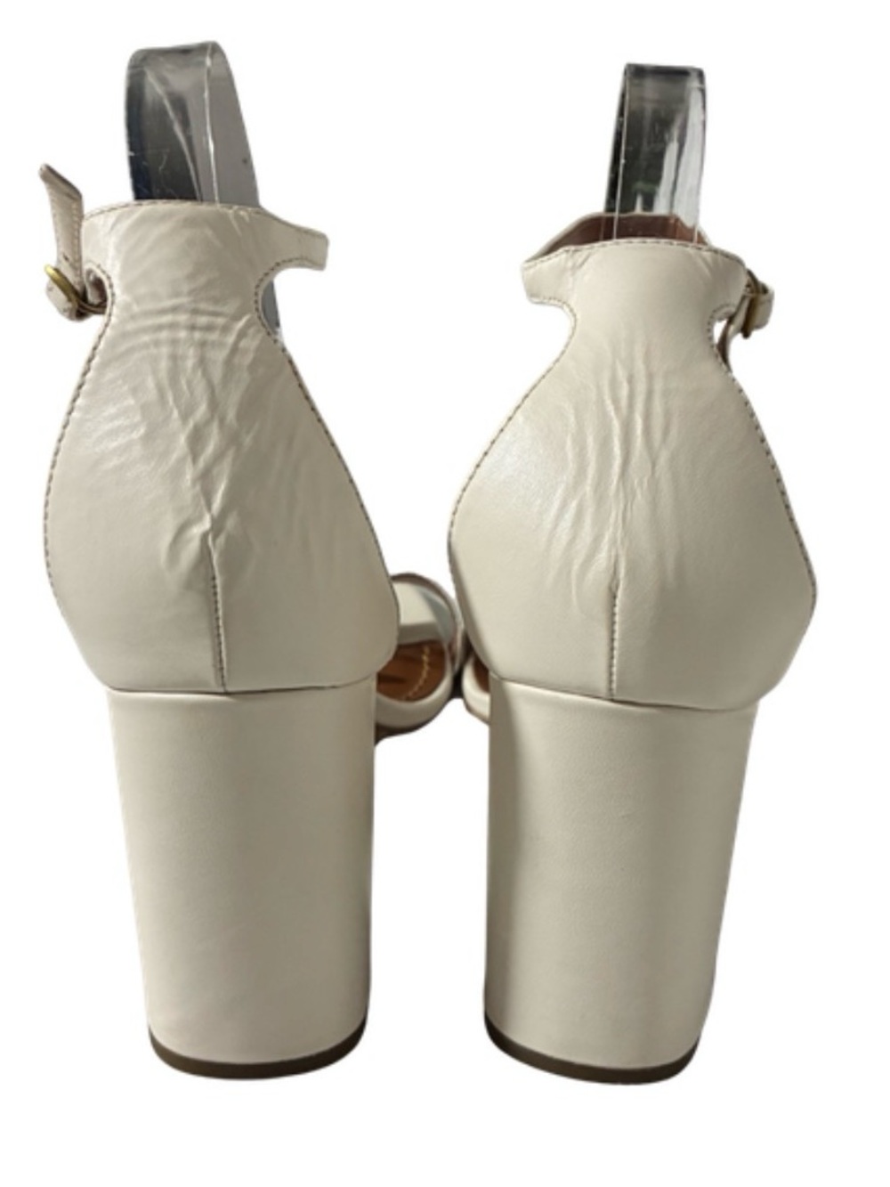 Coach Maya Leather Block Heel Sandal -
Champagne Beige Brass Gold Buckle Size 10 - Picture 7 of 13